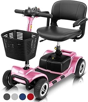 4 Wheel Mobility Scooter - Electric Powered Wheelchair Device - Compact Heavy Duty Mobile for Travel, Adults, Elderly - Long Range Power Extended Battery with Charger Included (Limited Edition)