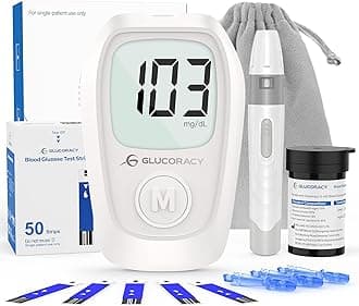 Glucoracy G-425 Blood Glucose Monitor Kit, Blood Sugar Test Kit with Lancing Device, 50 Test Strips and 50 Lancets, Glucose Meter for Home Use, Diabetes Home Testing Kit