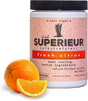 Superieur Electrolytes – Plant Based Electrolyte Supplement w/Sea Minerals for Hydration & Recovery – Keto Friendly, Non-GMO, Zero Sugar, Vegan Healthy Sports Drink Powder – Citrus (70 Servings)