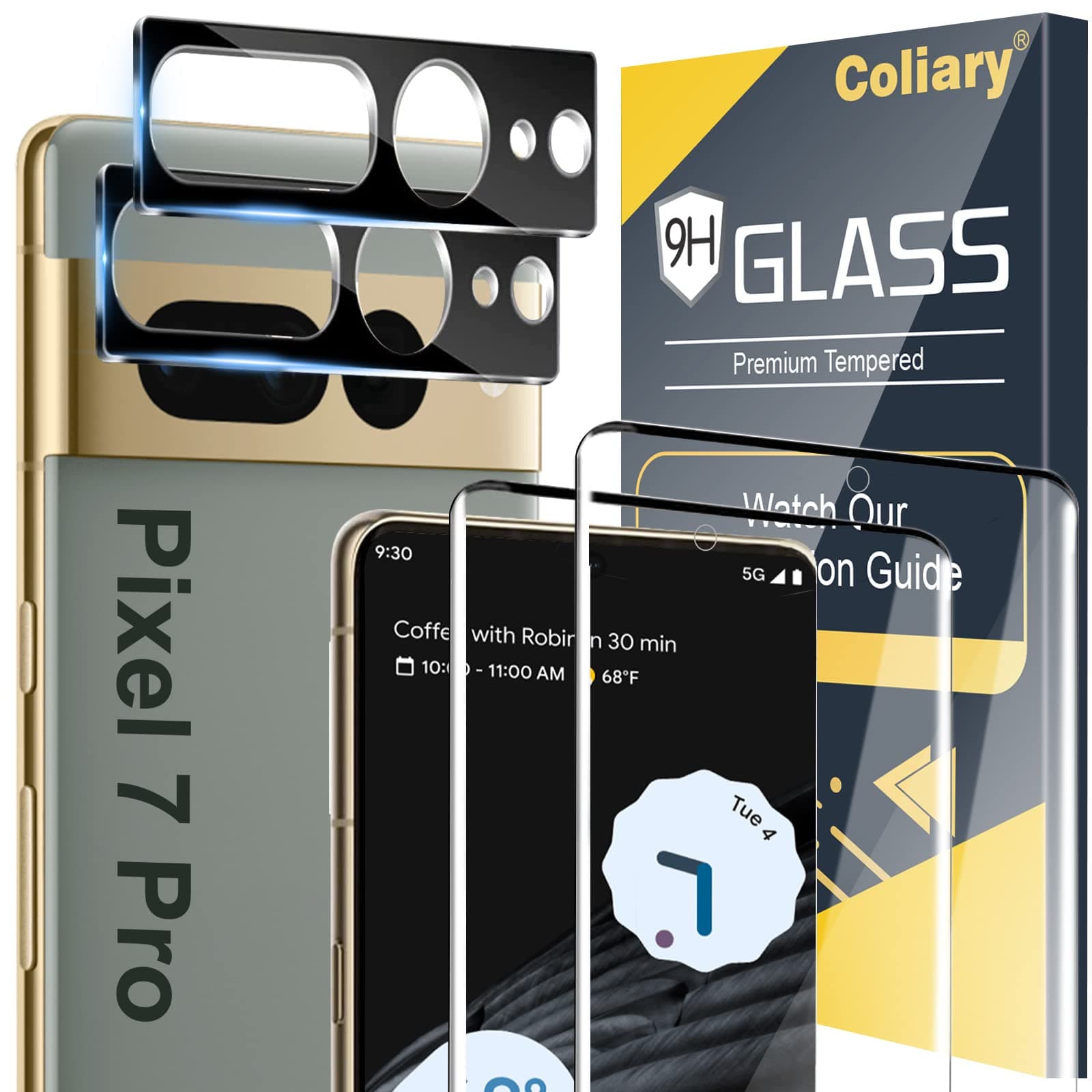 9H Tempered Glass Screen Protector for Google Pixel 7 Pro 5G 6.7 inch - Ultrasonic Fingerprint, 3D Curved, HD Clear Scratch Resistant