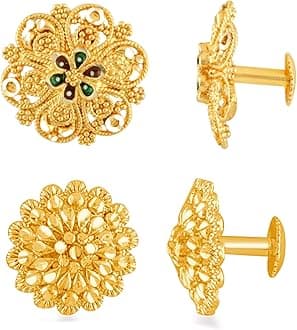 MEENAZ Earrings For Women girls Combo Set Pack Traditional Temple 1 One Gram Gold 18k Copper Brass Ruby Meenakari South Indian Screw Back Studs Tops Stud Fashion Stylish Hoop Bali Ear rings combo-M29