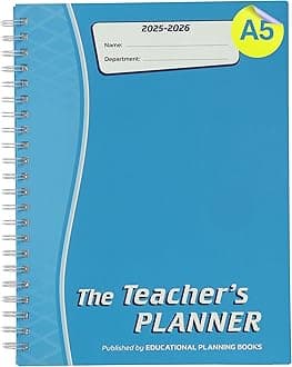 Educational Planning Books - The Teachers Planner 2025-26 | (A5, 8 Periods) | Page-a-Day & Undated, with Dedicated Pages for Year Planning, Exams, Marking, Contacts, and more - Turquoise (TP7-T)