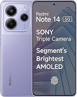 Redmi Note 14 5G (Phantom Purple, 8GB RAM 256GB Storage) | Global Debut MTK Dimensity 7025 Ultra | 2100 nits Segment Brightest 120Hz AMOLED | 50MP Sony LYT 600 OIS+EIS Triple Camera