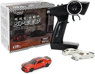 Turbo Racing 1:76 Scale RC Sport Car, Table Racing 2.4GHZ Remote Control Mini Model Car with Full Proportional RTR for Adults Toys (C75-Red)