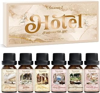 SALKING Hotel Fragrance Oils, Essential Oils Gift Set, Diffuser Oils, Scented Oils for Soaps Candle Making - The Hotel, Santal, My Way, Day Dream, Secret Desires, White Tea