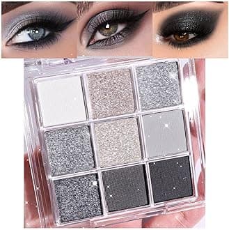 evpct 9 Colors Black Smokey Grey Gray Silver Glitter Shimmer Eye Shadow Makeu...