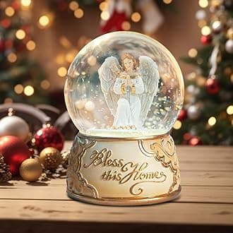Vipush Christmas Snow Globe - Angel Style Musical Snow Globe with Color Changing Led Lights, Christmas Decorations with Music Box Gifts for Girls Kids, Decorations for Christmas & Birthday