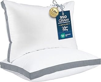 Utopia Bedding Bed Pillows for Sleeping Standard Size (Grey), Set of 2, Cooling Hotel Quality, Gusseted Pillow for Back, Stomach or Side Sleepers