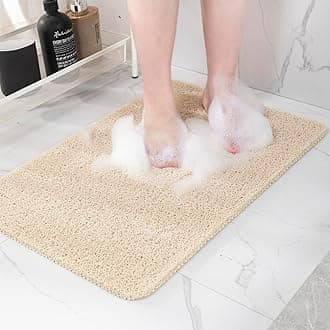 Non Slip Bathtub Mat, Anti Slip Shower Mat, Quick Drying Bath Tub Mats, Foot Scrubber Mat, Anti Slip Mat for Tub, Floor, Bathroom, Home, Kitchen, Hotel (Beige 32"x17")