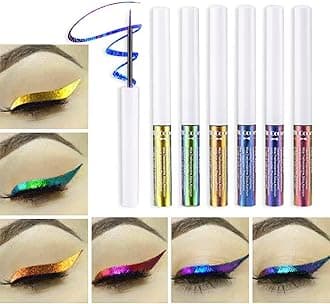 Glitter Liquid Eyeliner, Metallic Change Color Rainbow Eyeliner Gel MultiColor Highly Pigmented Waterproof Longer-Lasting Colorful Eye Liner Gift Kit for Women and Girls