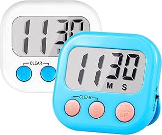 Timer for Kids Teachers Supplies Digital Kitchen Timers for Cooking Large Magnetic Classroom Timer 2Pack-White Blue