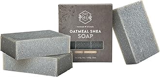 Handmade in Canada, Plant Based Cold Process Natural Bar Soap For Face & Body, w/Premium Essential Oils, For Men & Women 3 Pack (Oatmeal Shea (Unscented))