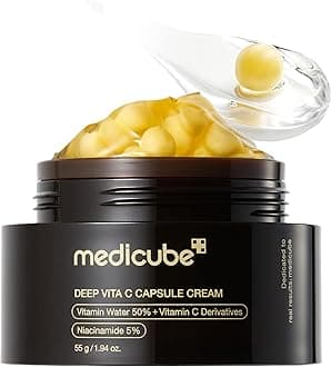 medicube Deep Vitamin C Golden Capsule Face Moisturizer - Liposome Capsules For Wrinkles, Skin Radiance - Transparent Gel for Glow Hydration - Korean Skin Care 1.94 oz