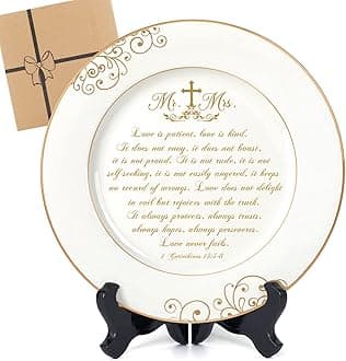 Best Anniversary Wedding Gifts for Couples Unique 2026 - Mr and Mrs Plate with 24k Gold Foil Decorations, Newlywed Bridal Shower Engagement Gift for Her Him, Ceramic 9"