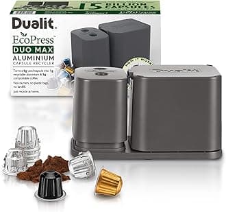 Dualit EcoPress Duo Max Aluminium Coffee Capsule Recycling Tool Premium Eco Friendly Tool Original Size Capsules & Coffee Grounds