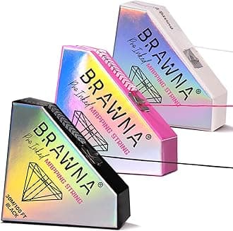 BRAWNA 3 Pack Pre Inked Mapping String for Brows, Eyes and Lips - White, Pink, Black - Microblading Supplies - PMU Kit
