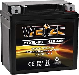 Weize YTX5L-BS High Performance - Maintenance Free - Sealed AGM Motorcycle CTX5L Battery Replacement For Honda YUASA Yamaha ETX5L-BS Batteries