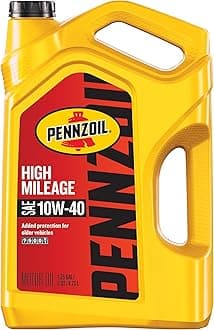 Pennzoil High Mileage 10W-40 Motor Oil, 5 Quart
