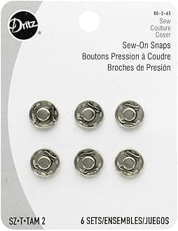 Dritz 80-2-65 Sew-On Snaps, Nickel, Size 2 6-Count