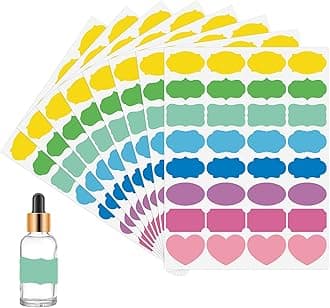Wisdompro 256 Pcs Colored Label Stickers, Self Adhesive Gift Tag Stickers Blank Write on Labels for Essential Oil Bottles, Jars and Food Containers - 2 x 1.2 inch