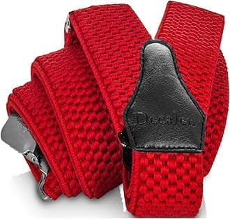 Mens Braces with Very Strong Clips Heavy Duty Suspenders One Size Fits All Wide Adjustable and Elastic Y Style