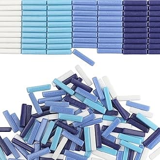 Youway Style Mosaic Tiles for Crafts Bulk, 200g Blue Colors Glass Pieces, Strips Shapes for DIY Crafts Art, Mosaic Supplies and Projects (Multi-Blue)