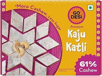 GO DESi Premium Kaju Katli - 180 grams | 61% Cashews | More Cashews, Less Sugar | Sweets |