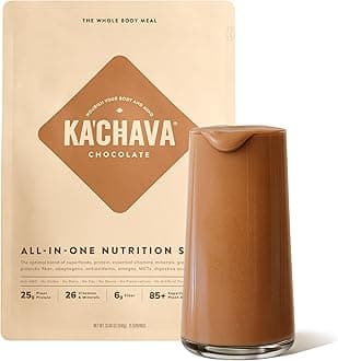 Ka'Chava All-In-One Nutrition Shake Blend, Chocolate, 85+ Superfoods, Nutrients & Plant-Based Ingredients, 26g Vitamins and Minerals, 25g Plant-Based Protein, 2lb