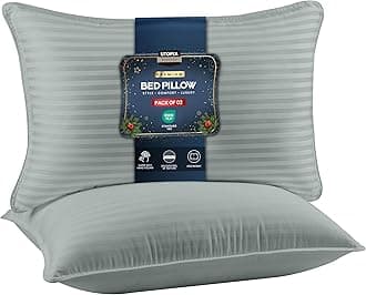 Utopia Bedding Bed Pillows for Sleeping Standard Size (Light Grey), Set of 2, Cooling Hotel Quality, for Back, Stomach or Side Sleepers