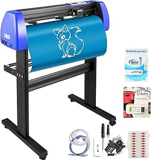 VEVOR Vinyl Cutter 34 Inch Vinyl Cutter Machine with 20 Blades Maximum Paper Feed 870mm Vinyl Plotter Cutter Machine with Sturdy Floor Stand Adjustable Force and Speed for Sign Making PC ONLY