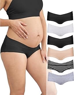 Maternity Knickers | Pregnancy Pants Postpartum Underwear | Under Bump Cotton Boyshort Briefs