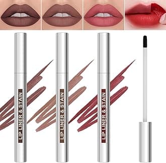 LOPHE Peel Off Lip Liner, 3 Pcs Peel Off Lip Stain, Infused with Hyaluronic Acid & Vitamin, Waterproof, Transfer-proof, Highly Pigmented Peel Off Lip Liner Tattoo Long Lasting Makeup Gift for Women