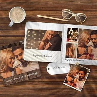 Custom Photo Album Book for Pictures Personalized Your Photograph 3D Printed on Book Best Gift for Wedding Anniversary Family Baby Couple Keep Memory Book 10 x 10 Inch