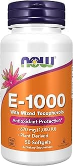 – NOW Supplements, Vitamin E-1,000 IU Mixed Tocopherols, Antioxidant Protection*, 50 Softgels