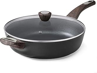SENSARTE Nonstick Frying Pan Skillet with Lid, 12 Inch Large Deep Frying Pan, 5 Qt Non Stick Saute Pan with Cover, Induction Pan, Healthy Non Toxic Cooking Pan with Helper Handle, PFOA PFOS Free