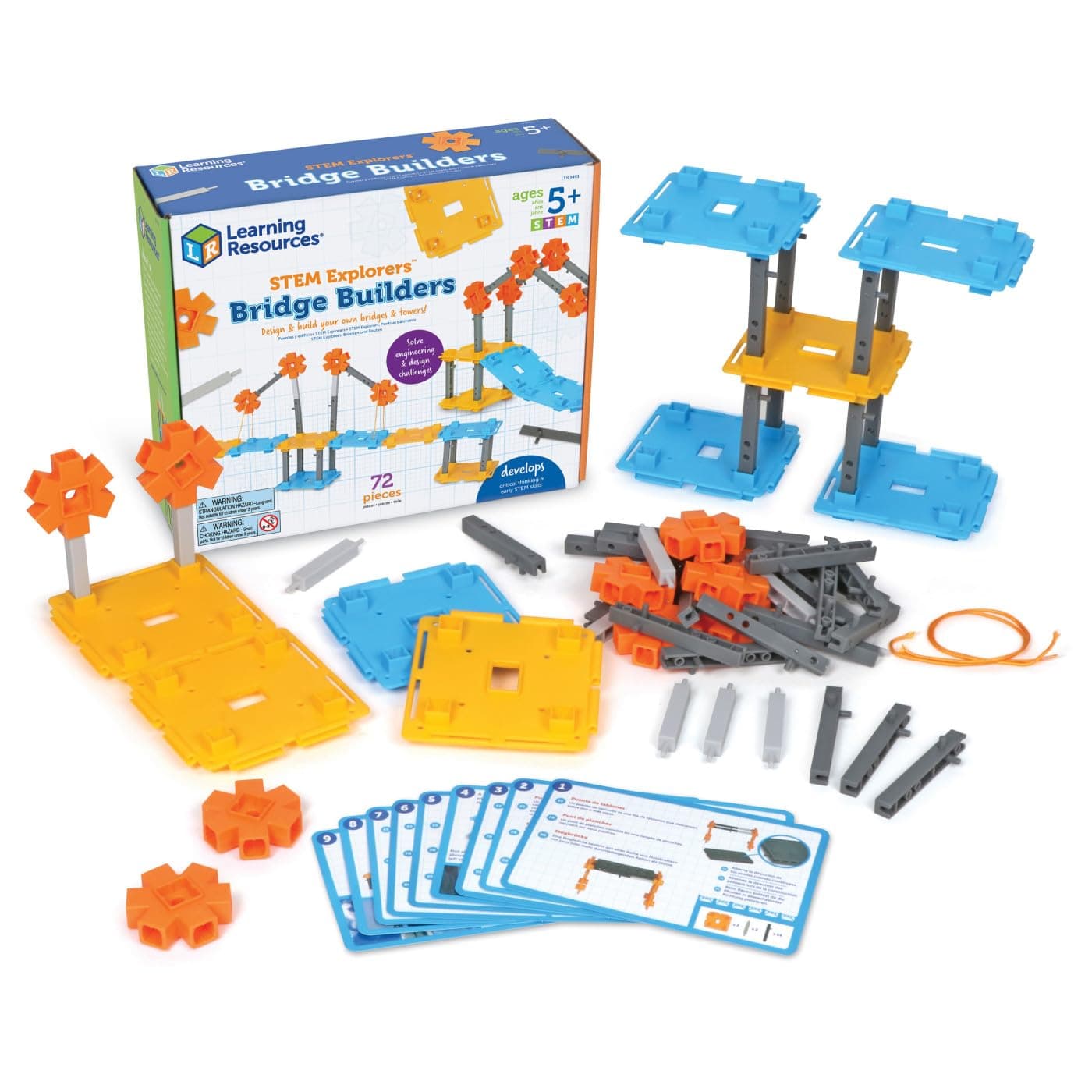 Learning Resources STEM Explorers Bridge Builders, 72 Pieces, Ages 5+, Building Toys, Kits, Projects, Build It Yourself Toys