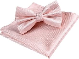 HISDERNMen's Solid Color Pre-tied Bow Tie Adjustable Tuxedo Two Layer Bow Tie and Pocket Square Set with Gift Box