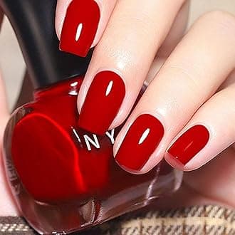 Red Nail Polish, Quick Dry Nail Polish, Long Lasting Nail Varnish, Non-Toxic Water Based Formula Gel Nail Polish for Women Girls DIY Nail Art Manicure - No Need Cure (15ml)