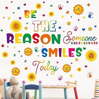 Leinuosen Kids Wall Decals Classroom Colorful Inspirational Decals Daycare Playroom Wall Decor Motivational Positive Saying Sticker(Be The Reason)