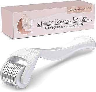 Kitsch Derma Roller for Beard Growth - 0.25mm Derma Beard Roller for Hair Growth for Men | Face Roller Skin Care for Women | Facial Roller & Microneedling Roller with Case/Ebook (White)