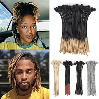 - 12Inch 40 Strands Loc Extensions Human Hair, 0.6cm Pencle Size Dreadlock Extensions Human Hair for Women Men Full Handmade Permanent Dreads Locs(1B/27)