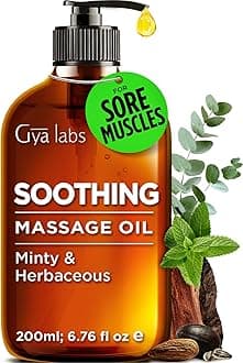 Gya Labs Soothing Sensual Massage Oil for Massage Therapy - Spa Quality Warming Massage Oil for Couples - Infused with Peppermint & Cinnamon for Full Body & Sore Muscle Oil Massage (200 ml)