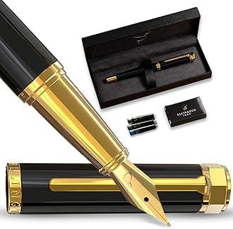 Luxury Fountain Pen Set- Smooth Medium Nib- Includes 3 Ink Cartridges, Refillable Ink Converter, Gift Box -Fountain Pens For Writing, Calligraphy, Journaling, Sketching (Noble Heritage)
