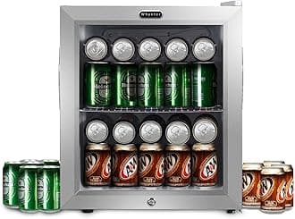 Whynter Beverage Refrigerator with Double-Layer Glass Door, 68-Can 1.6 Cu Ft Freestanding Drink Mini Fridge, BR-062WS, Stainless Steel