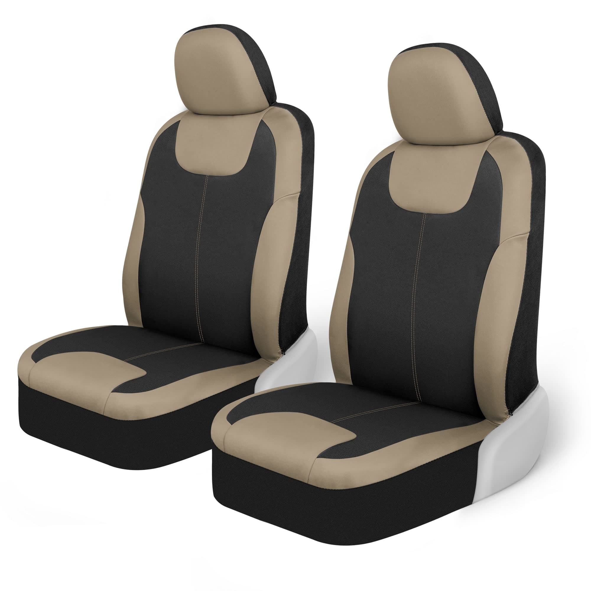 Motor Trend Beige Waterproof Seat Covers for Front Seats – Premium Neoprene Car Seat Covers, Car Seat Protectors with Removable Headrest, Interior Covers for Auto, Truck, Van, SUV Seat Protection