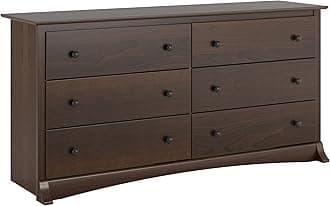 Prepac Sonoma 6-Drawer Double Dresser for Bedroom, Wide Chest of Drawers, Traditional Bedroom Furniture, 59" wide x 17.5" deep x 29" tall, Espresso