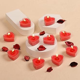by Parkash Candles Scented Heart Shaped Tealights for Home Decor | Set of 10 (RED - Rose), SCENTED WAX Tealight