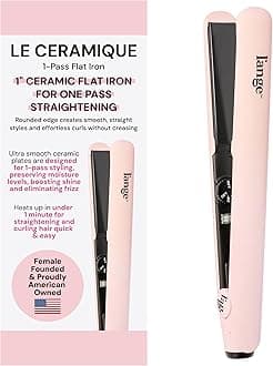 Le Ceramique 1-Pass Flat Iron Hair Straightener | Fast Heating Ceramic Flat Iron | Best Hot Tools Hair Straightening Iron to Lock in Moisture & Shine | Professional Hair Iron (Blush)