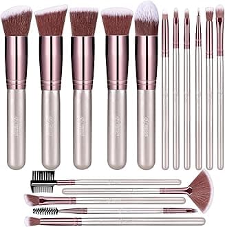 BESTOPE PROPremium Synthetic Foundation Blending Face Powder Blush Concealers Eye Shadows Make Up Brushes Kit (Champagne Gold)