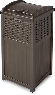 33 Gallon Outdoor Trashcan Hideaway with Lid for 30 to 33 Gallon Trash Bags for Garage, Backyard, or Garden, Brown